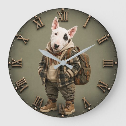 Cute Bull Terrier Puppy Grote Klok (Voorkant)