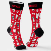 Cute Bull Terrier Puppy Pattern Hondenliefhebber Sokken (Gebogen)