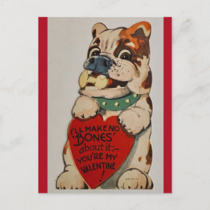Cute  Bulldog 1950 Valentijn Briefkaart