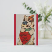 Cute  Bulldog 1950 Valentijn Briefkaart (Staand voorkant)