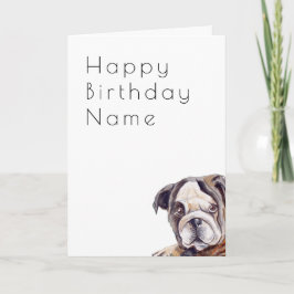 Cute Bulldog Art Deco Birthday Kaart