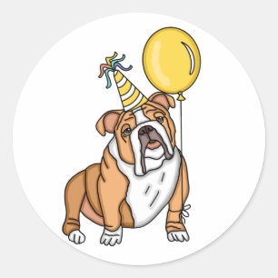 Cute Bulldog Birthday Classic Round Sticker