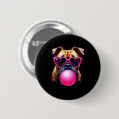 Cute Bulldog Blowing Bubble Gum  Ronde Button 5,7 Cm (Voorkant /achterkant)