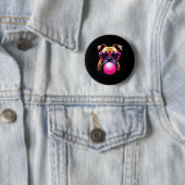 Cute Bulldog Blowing Bubble Gum  Ronde Button 5,7 Cm (In situ)