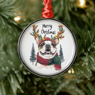 Cute Bulldog Dog Metalen Ornament
