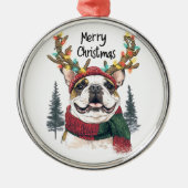 Cute Bulldog Dog Metalen Ornament (Voorkant)