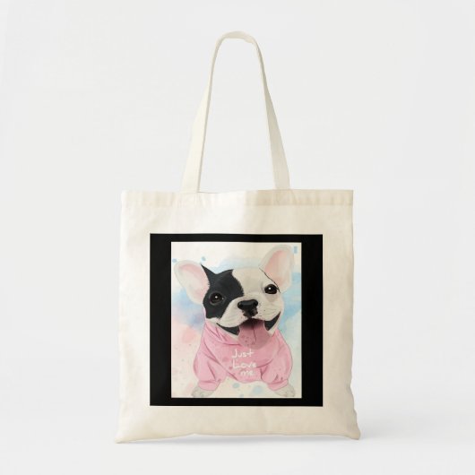 Cute Bulldog | Gewoon van me houden | Hondenliefhe Tote Bag (Voorkant)