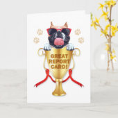 Cute Bulldog Great Report Kaart Gefeliciteerd (Gele Bloem)