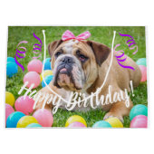 Cute Bulldog Happy Birthday Large Cadeautasje (Voorkant)