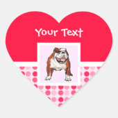 Cute Bulldog Hart Sticker (Voorkant)