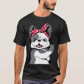 Cute Bulldog Headbands T-shirt (Voorkant)
