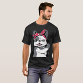 Cute Bulldog Headbands T-shirt (Voorkant volledig)