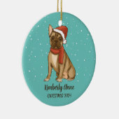 Cute Bulldog kersthond Dog Snowy Winter Holiday Keramisch Ornament (Rechts)