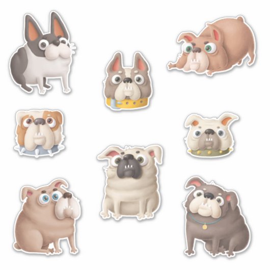 Cute Bulldog Lovers Sticker Pack (Voorkant)