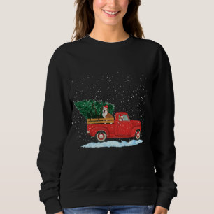 Cute Bulldog met  Red Pickup Truck Christm Trui