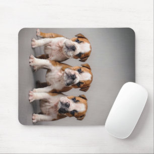 Cute Bulldog Puppies Hondenliefhebbers Cadeau Muismat