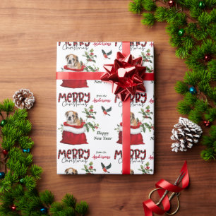 Cute Bulldog Puppy in kerstcadeautas Cadeaupapier
