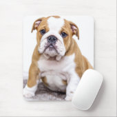 Cute Bulldog Puppy Sitting Down Muismat (Met muis)