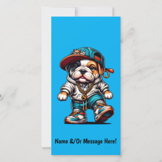 Cute Bulldog Puppy Verjaardagskaart Ontwerp Feestdagenkaart