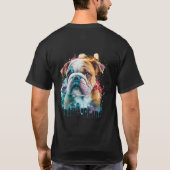 Cute Bulldog Puppy Waterverf AI Art T-shirt (Achterkant)