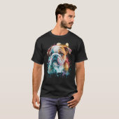 Cute Bulldog Puppy Waterverf AI Art T-shirt (Voorkant volledig)