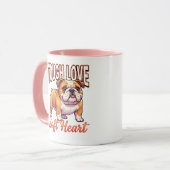 Cute Bulldog Valentine – Tough Love Soft Heart Mok (Voorkant links)