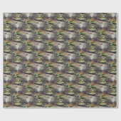 Cute Bullfrog Face Animal Natuur Pattern Cadeaupapier (Vlak)