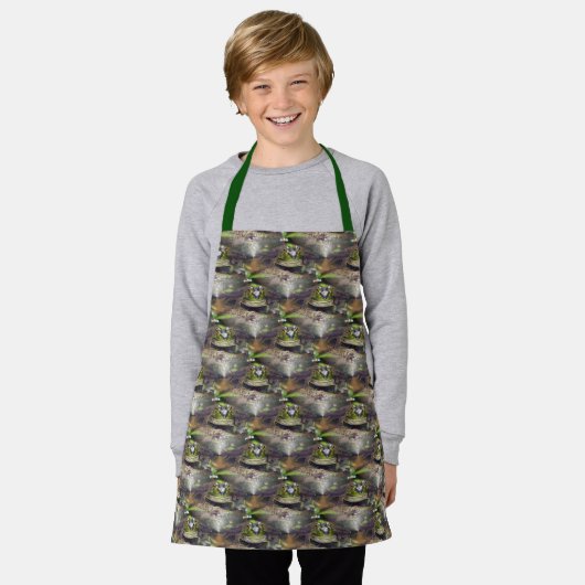 Cute Bullfrog Face Animal Natuur Pattern Schort (Gedragen)