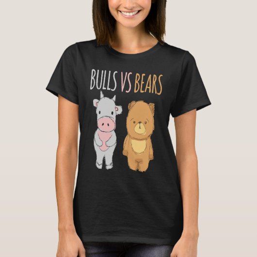 Cute Bulls vs Bears Forex Crypto Stock Traders T-shirt (Voorkant)