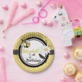 Cute Bumble Bee 1e verjaardag Partij Papieren Bordje (Feest)