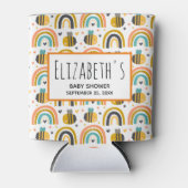 Cute Bumble Bee and Rainbows Pattern Baby shower Blikjeskoeler (Voorkant)