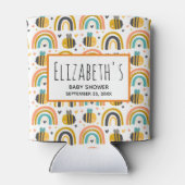 Cute Bumble Bee and Rainbows Pattern Baby shower Blikjeskoeler (Achterkant)