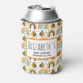 Cute Bumble Bee and Rainbows Pattern Baby shower Blikjeskoeler (Blikje Achterkant)
