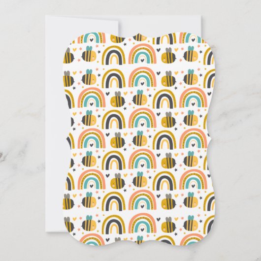 Cute Bumble Bee and Rainbows Pattern Baby shower Kaart (Achterkant)