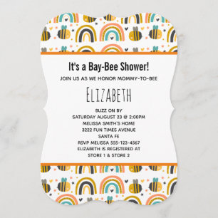 Cute Bumble Bee and Rainbows Pattern Baby shower Kaart
