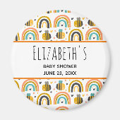 Cute Bumble Bee and Rainbows Pattern Baby shower Magneet (Voorkant)