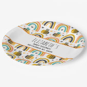 Cute Bumble Bee and Rainbows Pattern Baby shower Papieren Bordje (Gekanteld)