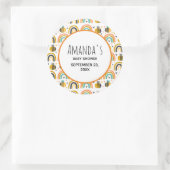 Cute Bumble Bee and Rainbows Pattern Baby shower Ronde Sticker (Tas)