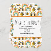Cute Bumble Bee and Rainbows Pattern Baby shower Save The Date (Voorkant / Achterkant)