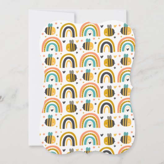 Cute Bumble Bee and Rainbows Pattern Baby shower Save The Date (Achterkant)