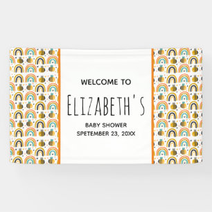 Cute Bumble Bee and Rainbows Pattern Baby shower Spandoek
