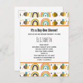 Cute Bumble Bee and Rainbows Pattern Baby shower Uitnodiging Briefkaart (Voorkant / Achterkant)
