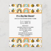 Cute Bumble Bee and Rainbows Pattern Baby shower Uitnodiging Briefkaart (Voorkant)