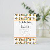 Cute Bumble Bee and Rainbows Pattern Baby shower Uitnodiging Briefkaart (Staand voorkant)