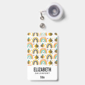 Cute Bumble Bee and Rainbows Pattern Badge (Voorkant met intrekbare clip)