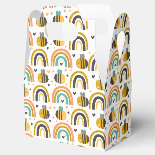 Cute Bumble Bee and Rainbows Pattern Bedankdoosjes (Geopend)