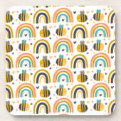 Cute Bumble Bee and Rainbows Pattern Bier Onderzetter (Voorkant)