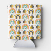 Cute Bumble Bee and Rainbows Pattern Blikjeskoeler (Achterkant)