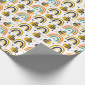 Cute Bumble Bee and Rainbows Pattern Cadeaupapier (Hoek)