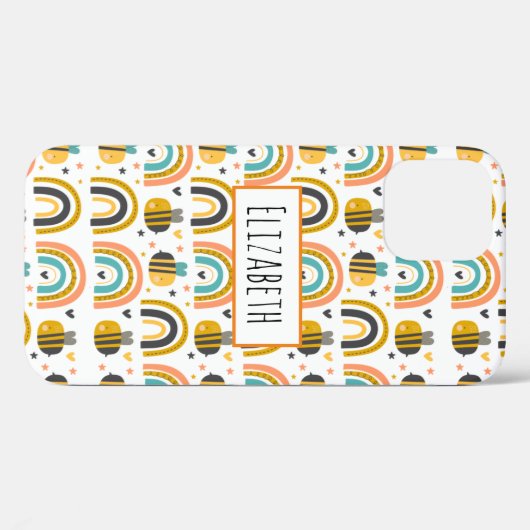 Cute Bumble Bee and Rainbows Pattern Case-Mate iPhone Case (Achterkant (horizontaal))